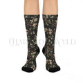 Birds and Flowers Green Wildflower Adults Unisex Socks