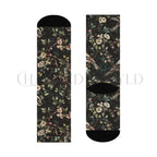 Birds and Flowers Green Wildflower Adults Unisex Socks