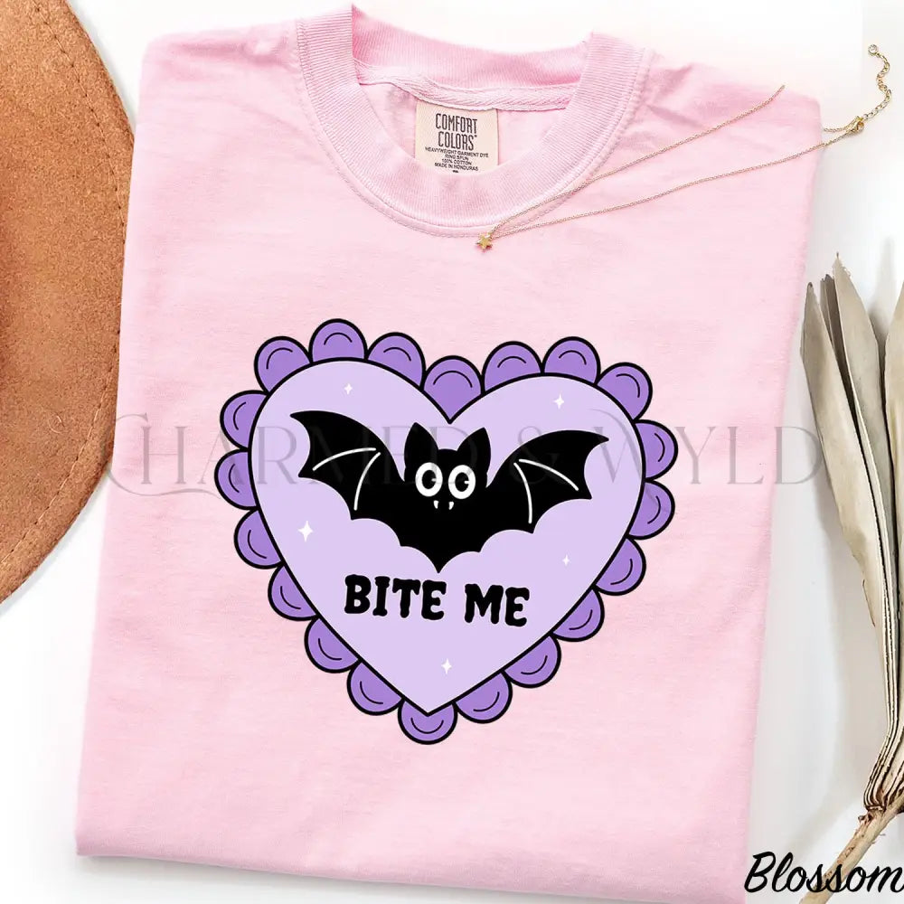 Bite Me Bat Comfort Colors T-Shirt - Blossom / S - T-Shirt