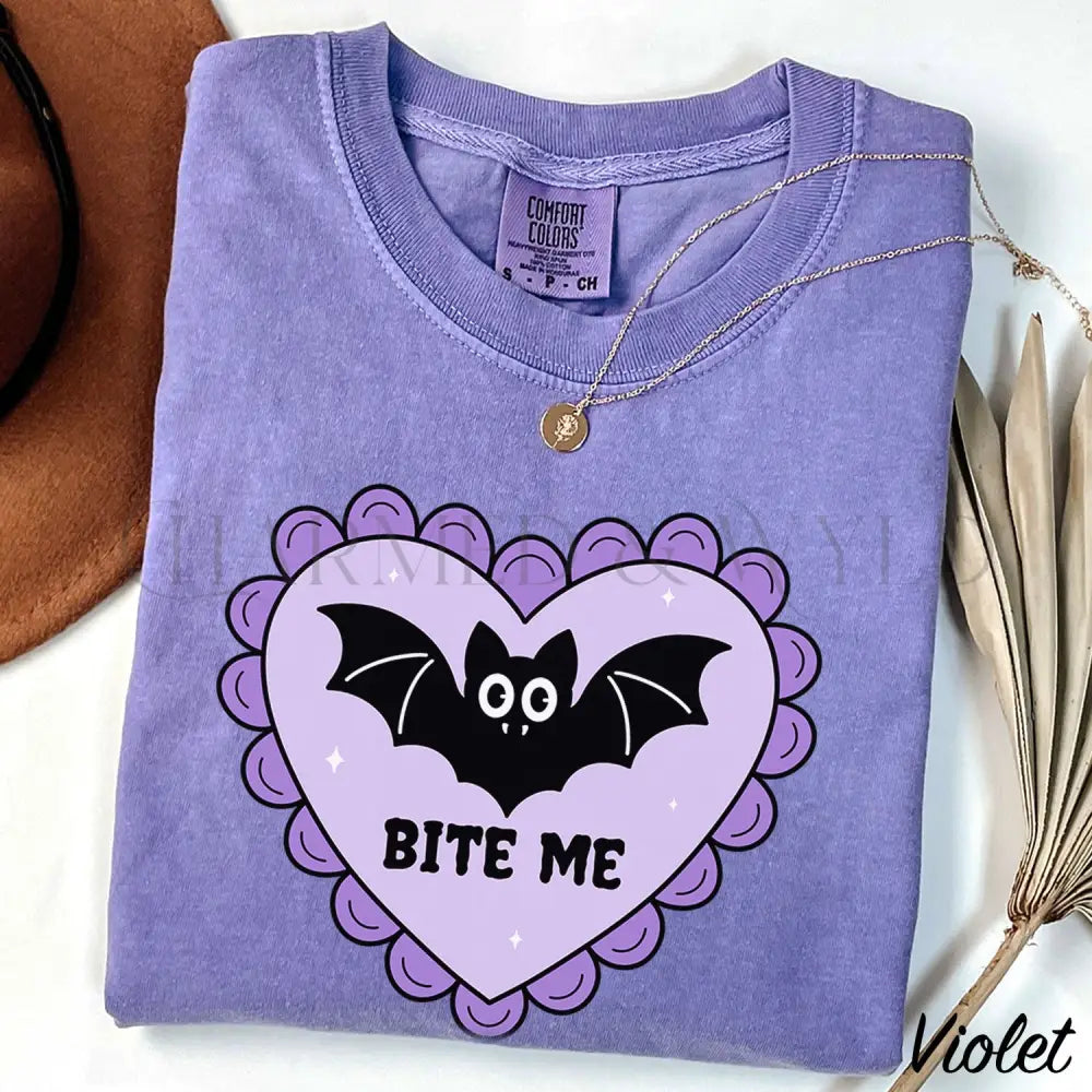 Bite Me Bat Comfort Colors T-Shirt - Violet / S - T-Shirt