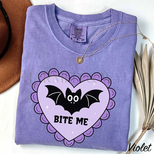 Bite Me Bat Comfort Colors T-Shirt - Violet / S - T-Shirt