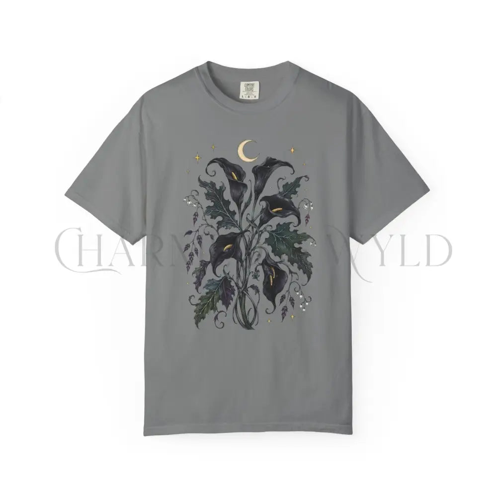 Black Calla Lily Flower T-Shirt - Grey / S - T-Shirt