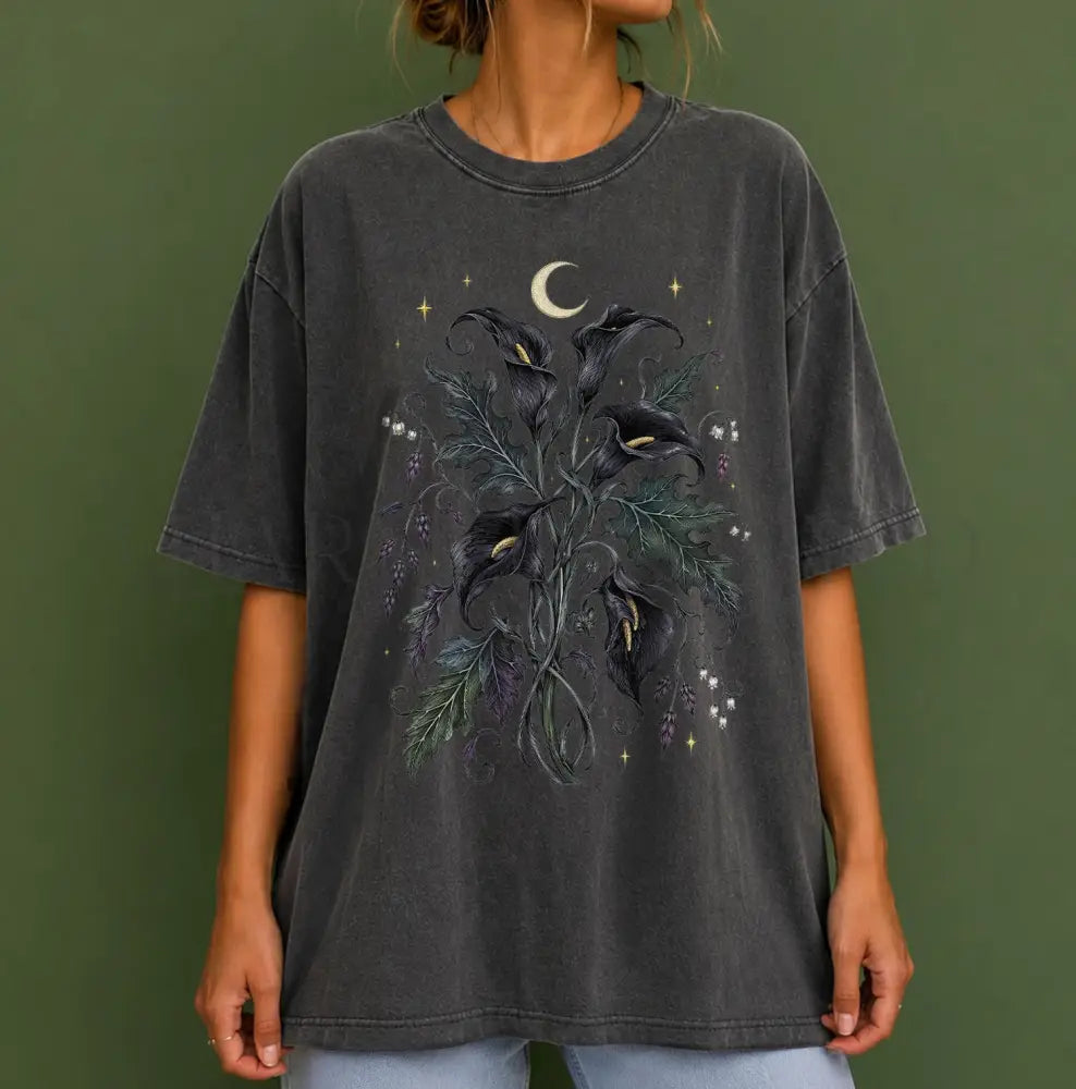 Black Calla Lily Flower T-Shirt - Pepper / S - T-Shirt