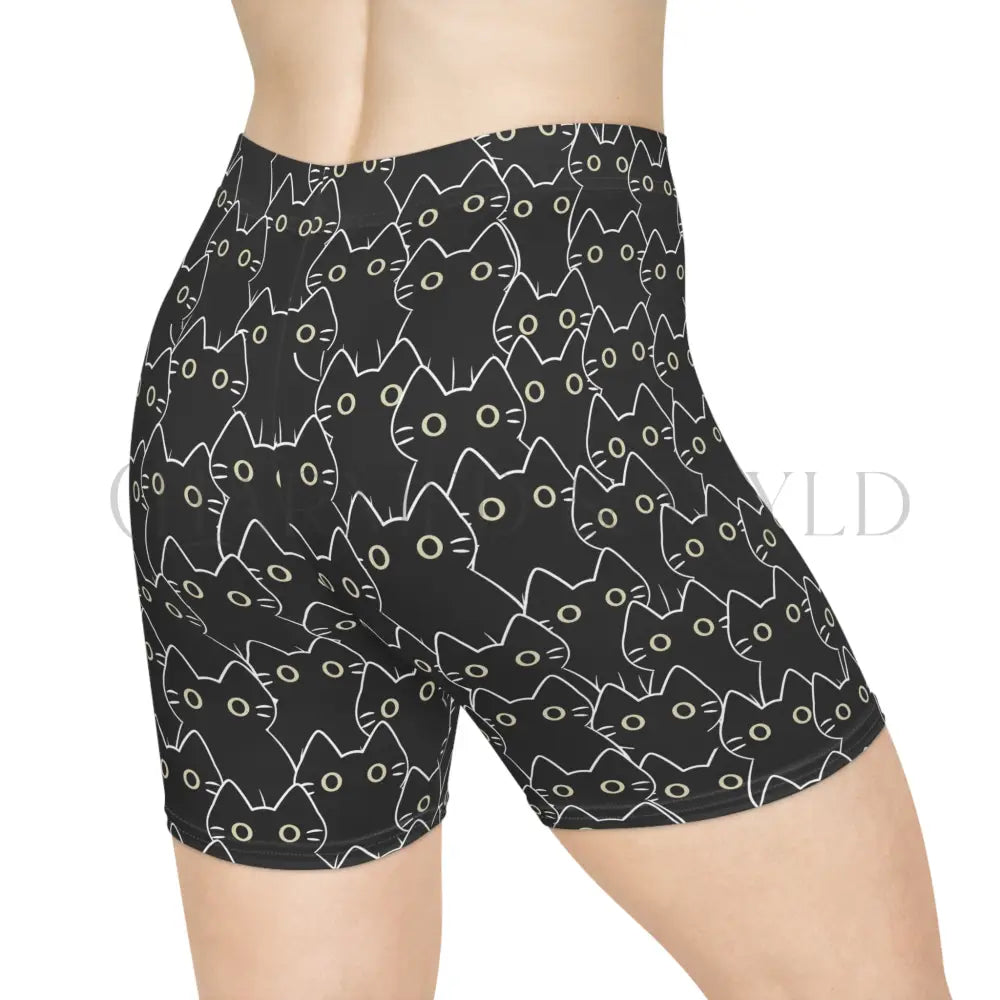 Black Cat Biker Shorts - All Over Prints