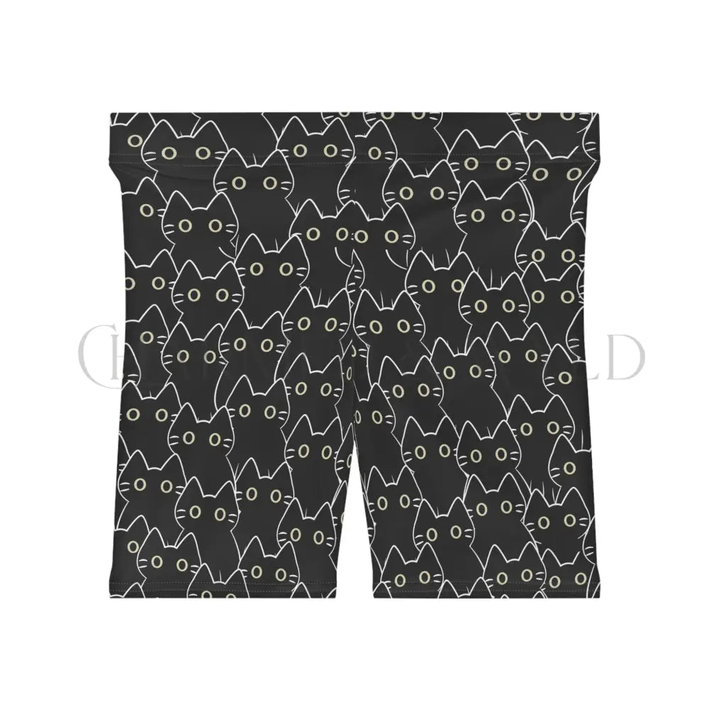 Black Cat Biker Shorts - All Over Prints