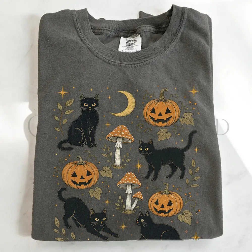 Black Cat Pumpkin Patch T-Shirt - T-Shirt