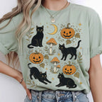 Black Cat Pumpkin Patch T-Shirt - Bay / S - T-Shirt