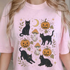 Black Cat Pumpkin Patch T-Shirt - Blossom / S - T-Shirt