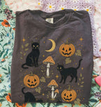 Black Cat Pumpkin Patch T-Shirt - Pepper / S - T-Shirt