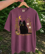 Black Cat Thinking T-Shirt - Berry / S - T-Shirt