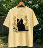 Black Cat Thinking T-Shirt - Butter / S - T-Shirt