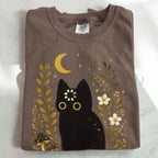 Black Cat Thinking T-Shirt - Espresso / S - T-Shirt