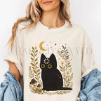 Black Cat Thinking T-Shirt - Ivory / S - T-Shirt