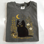 Black Cat Thinking T-Shirt - Pepper / S - T-Shirt