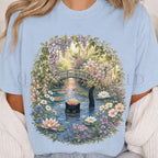 Black Cat Waterlily T-Shirt - Chambray / S - T-Shirt