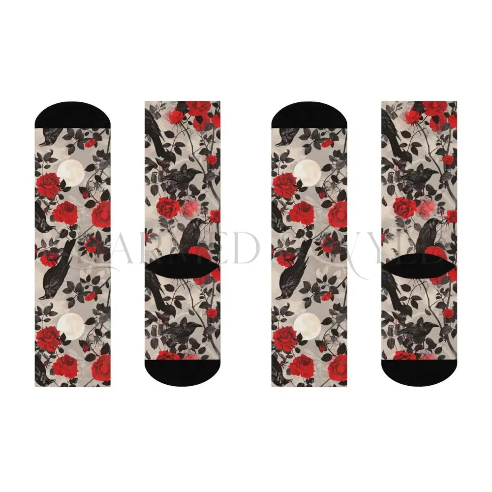 Black Crow Rose Adults Unisex Socks