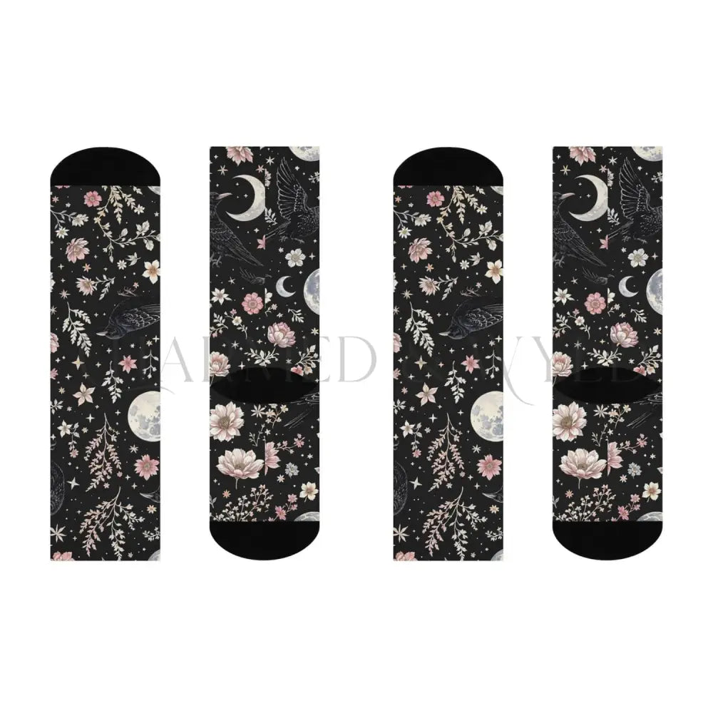 Black Raven Wildflower Adults Unisex Socks