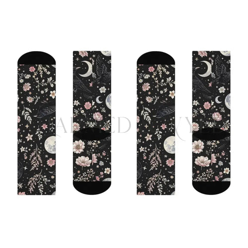 Black Raven Wildflower Adults Unisex Socks