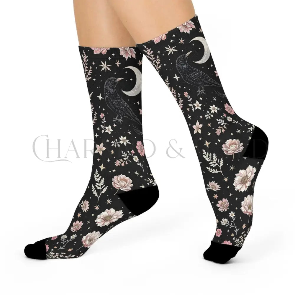 Black Raven Wildflower Adults Unisex Socks