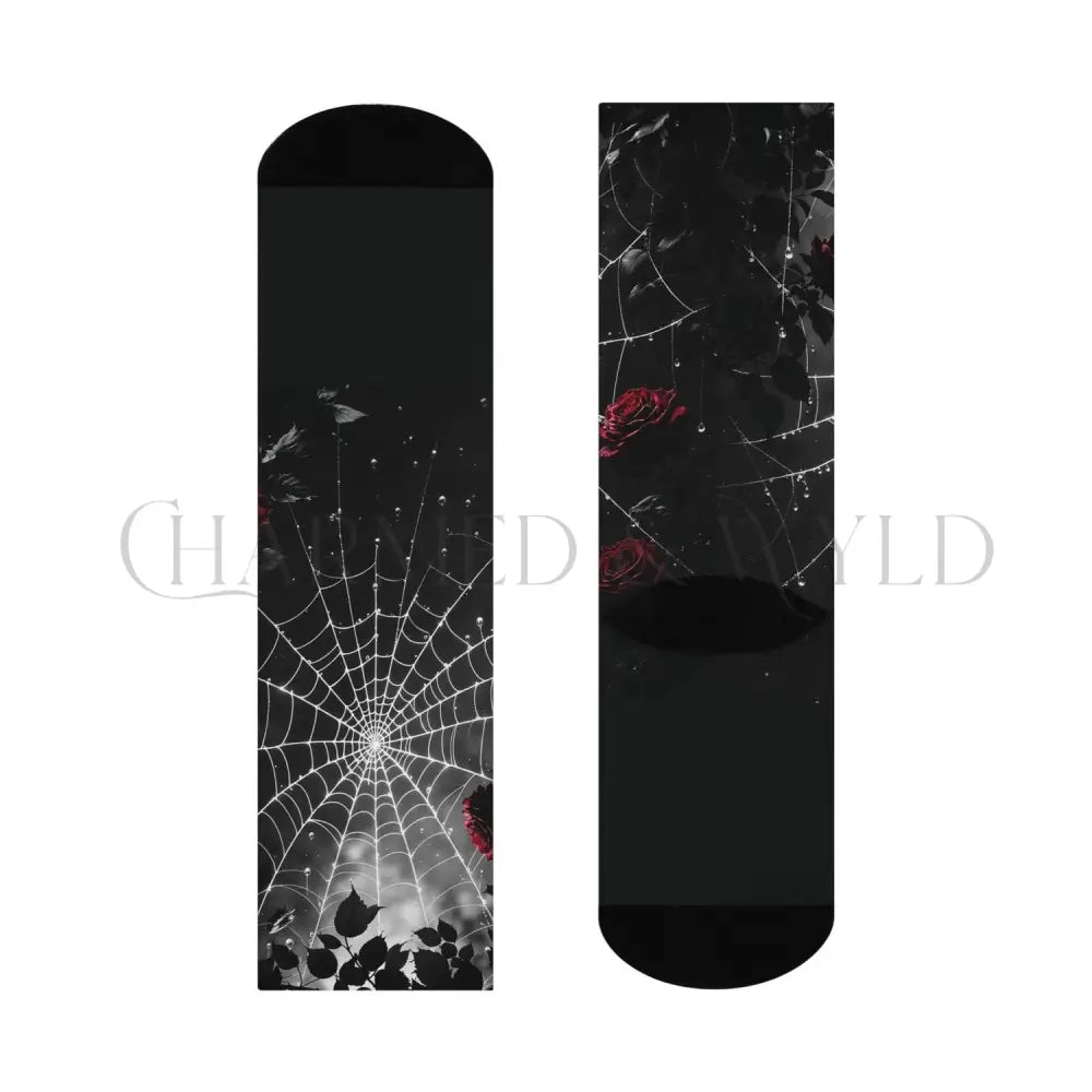 Black Spiderweb Rose Adults Unisex Socks