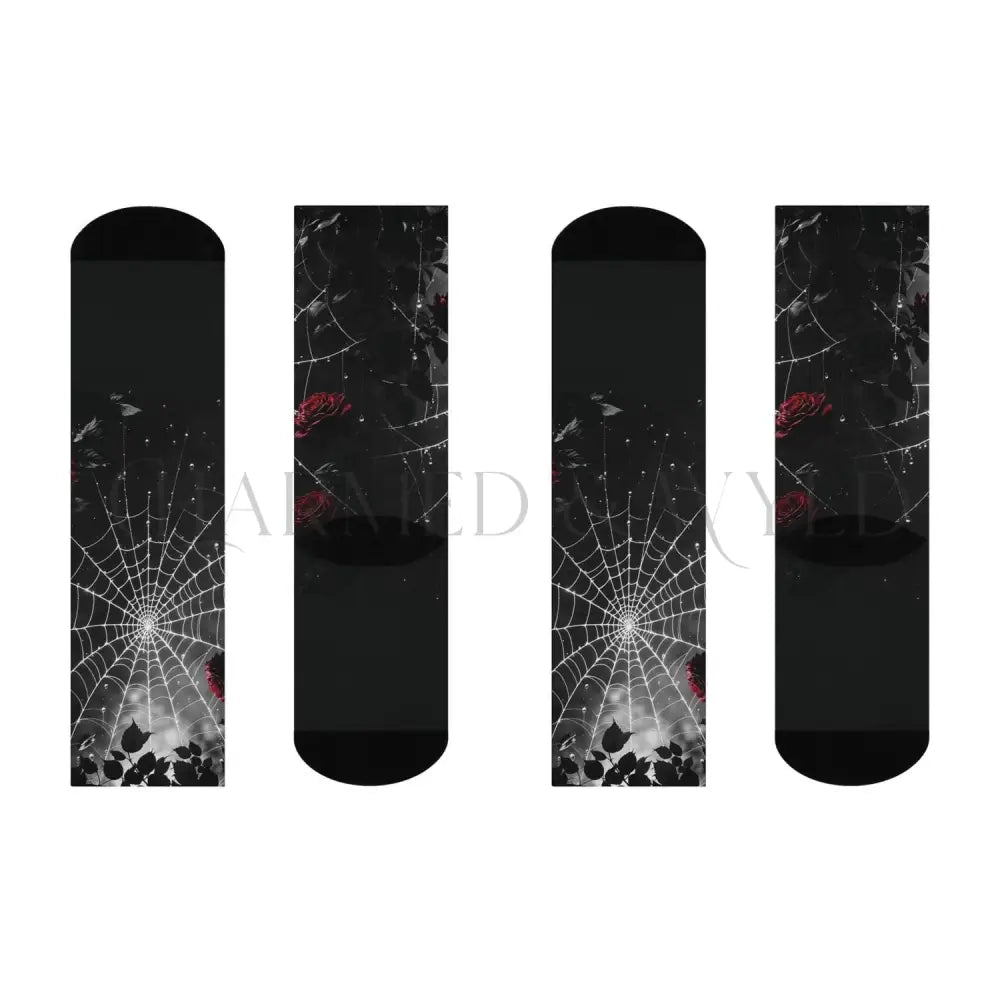 Black Spiderweb Rose Adults Unisex Socks