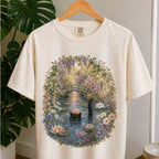 Black Cat Waterlily T-Shirt