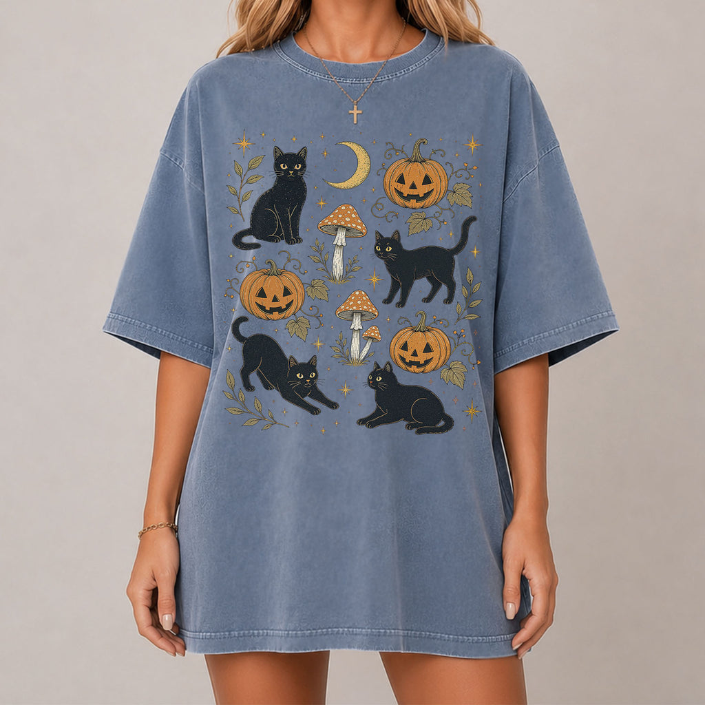 Black Cat Pumpkin Patch T-Shirt