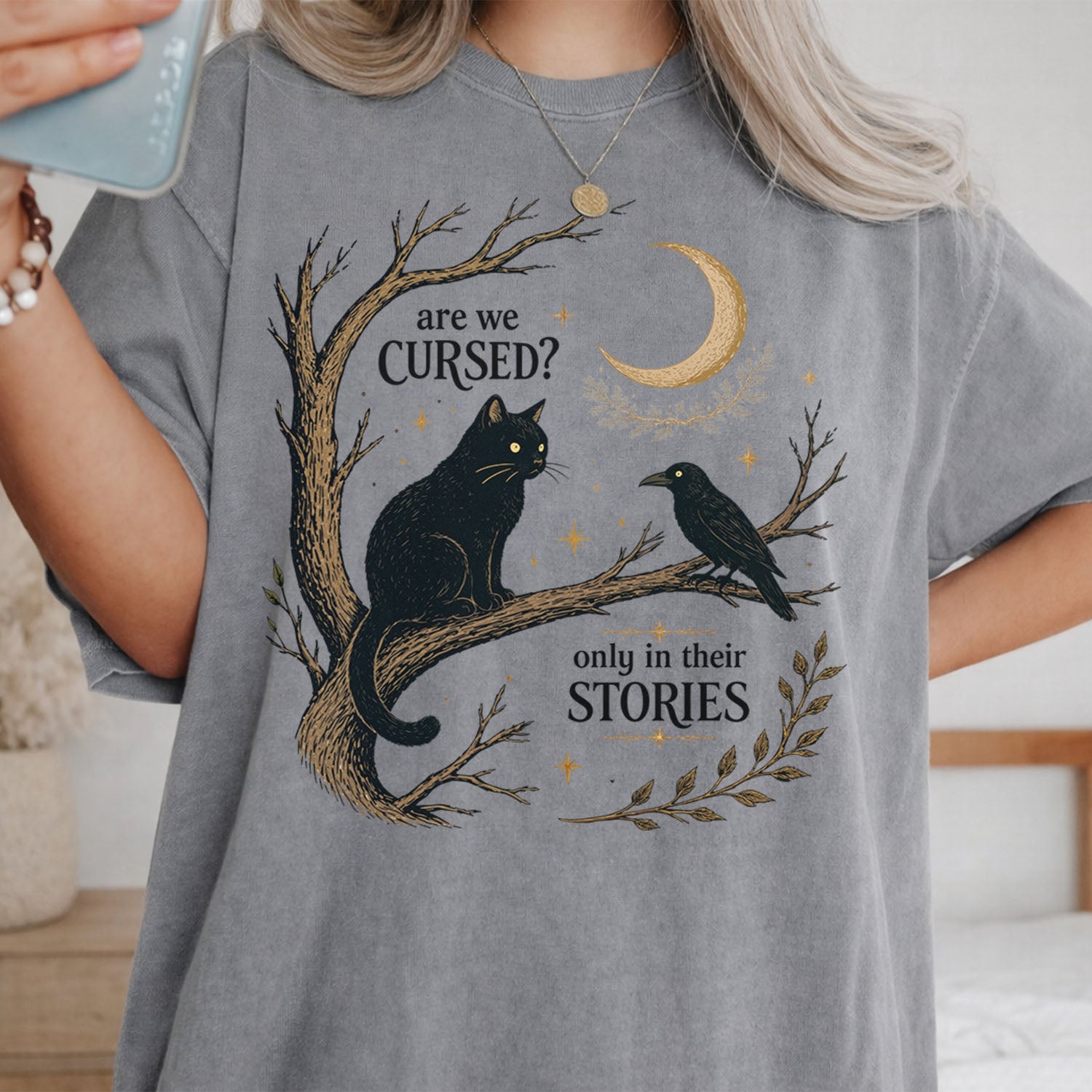 Are We Cursed Black Cat Raven T-Shirt