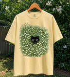 Black Cat Amongst Wildflowers Daisy T-Shirt
