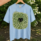 Black Cat Amongst Wildflowers Daisy T-Shirt