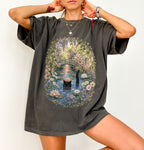 Black Cat Waterlily T-Shirt
