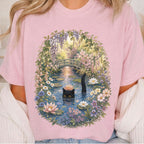 Black Cat Waterlily T-Shirt