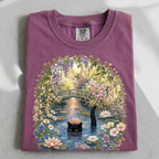 Black Cat Waterlily T-Shirt