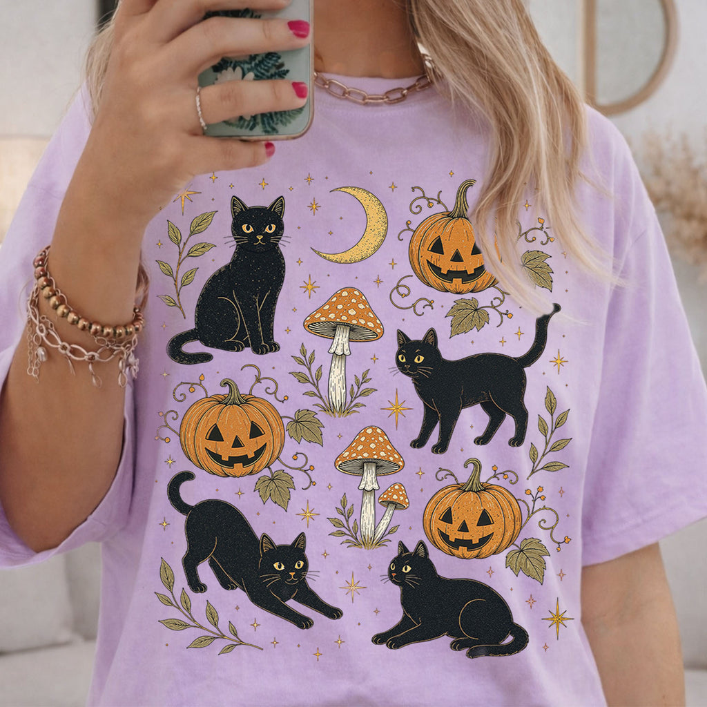 Black Cat Pumpkin Patch T-Shirt