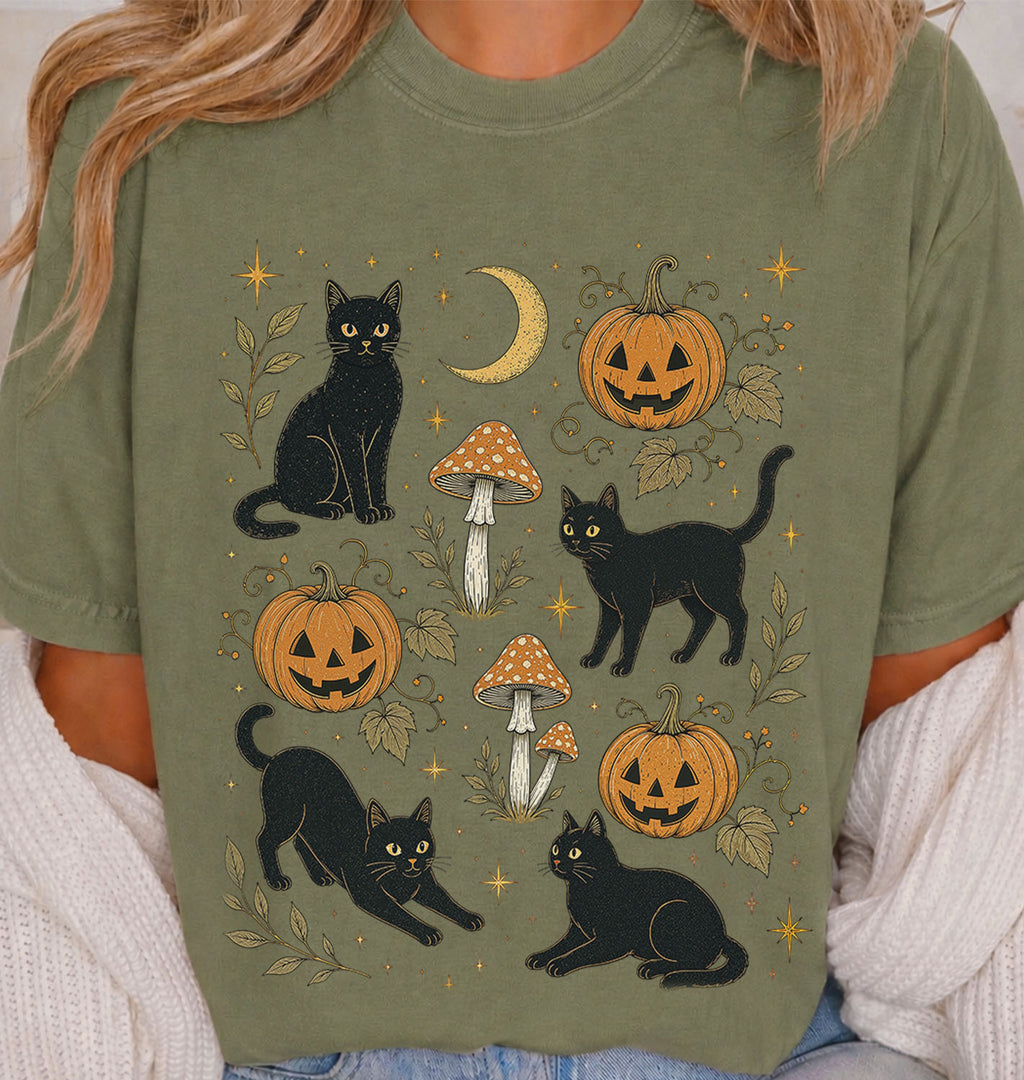 Black Cat Pumpkin Patch T-Shirt