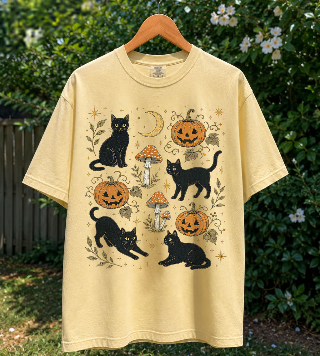 Black Cat Pumpkin Patch T-Shirt