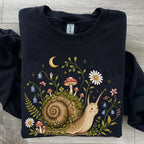 Blooming at My Own Pace Snail Sweatshirt - Black / S - Sweatshirt