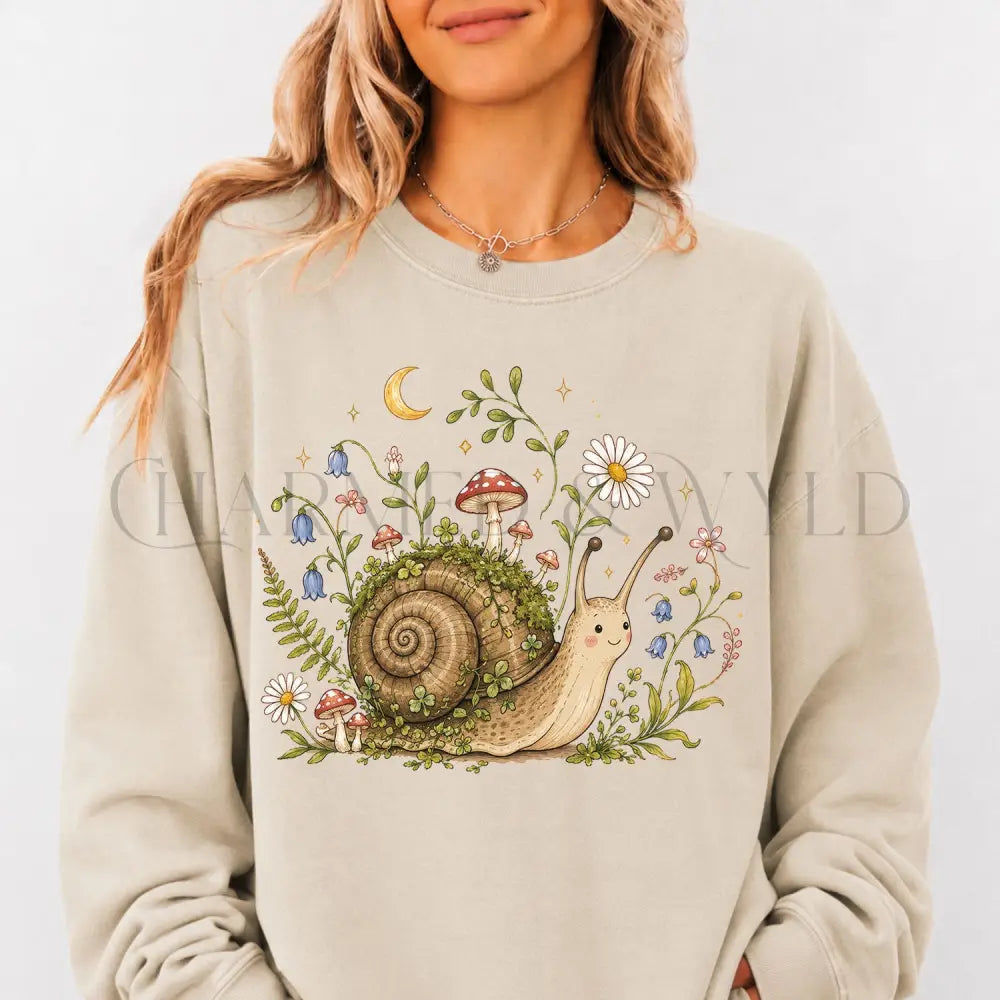 Blooming at My Own Pace Snail Sweatshirt - Sand / S - Sweatshirt