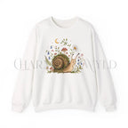 Blooming at My Own Pace Snail Sweatshirt - White / S - Sweatshirt