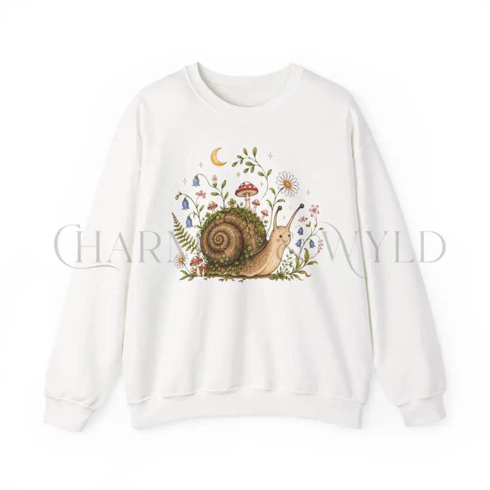 Blooming at My Own Pace Snail Sweatshirt - White / S - Sweatshirt