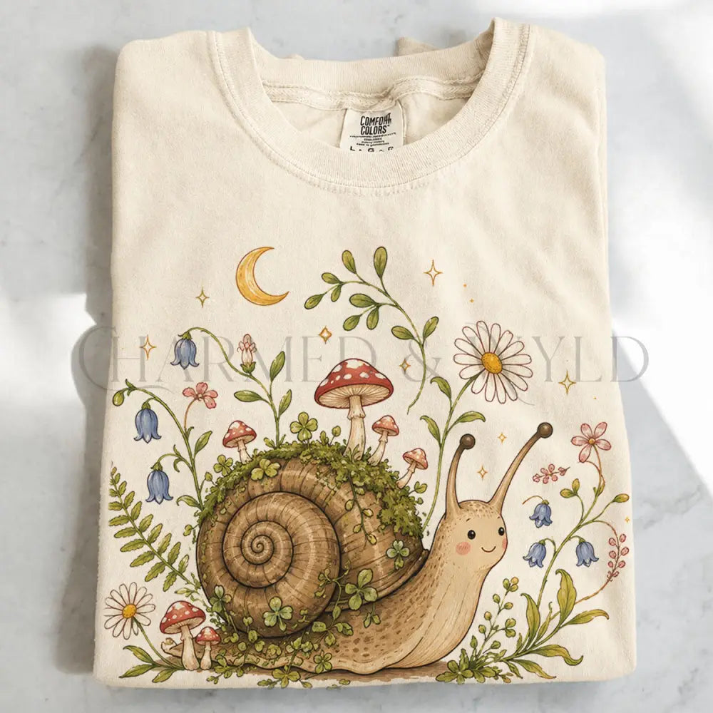 Blooming at My Own Pace Snail T-Shirt - Ivory / S - T-Shirt