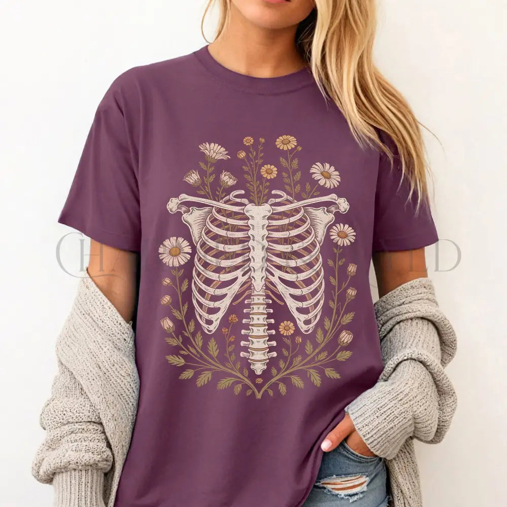 Blooming Bones Skeleton T-Shirt - T-Shirt