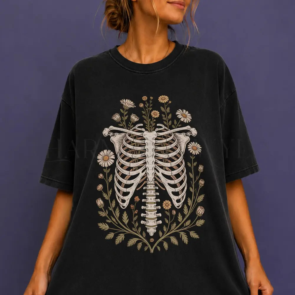 Blooming Bones Skeleton T-Shirt - T-Shirt