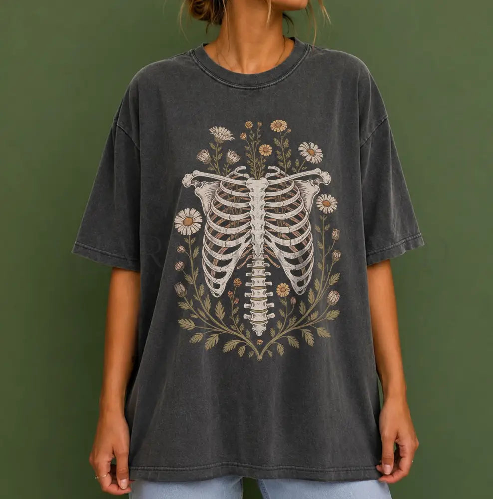 Blooming Bones Skeleton T-Shirt - T-Shirt
