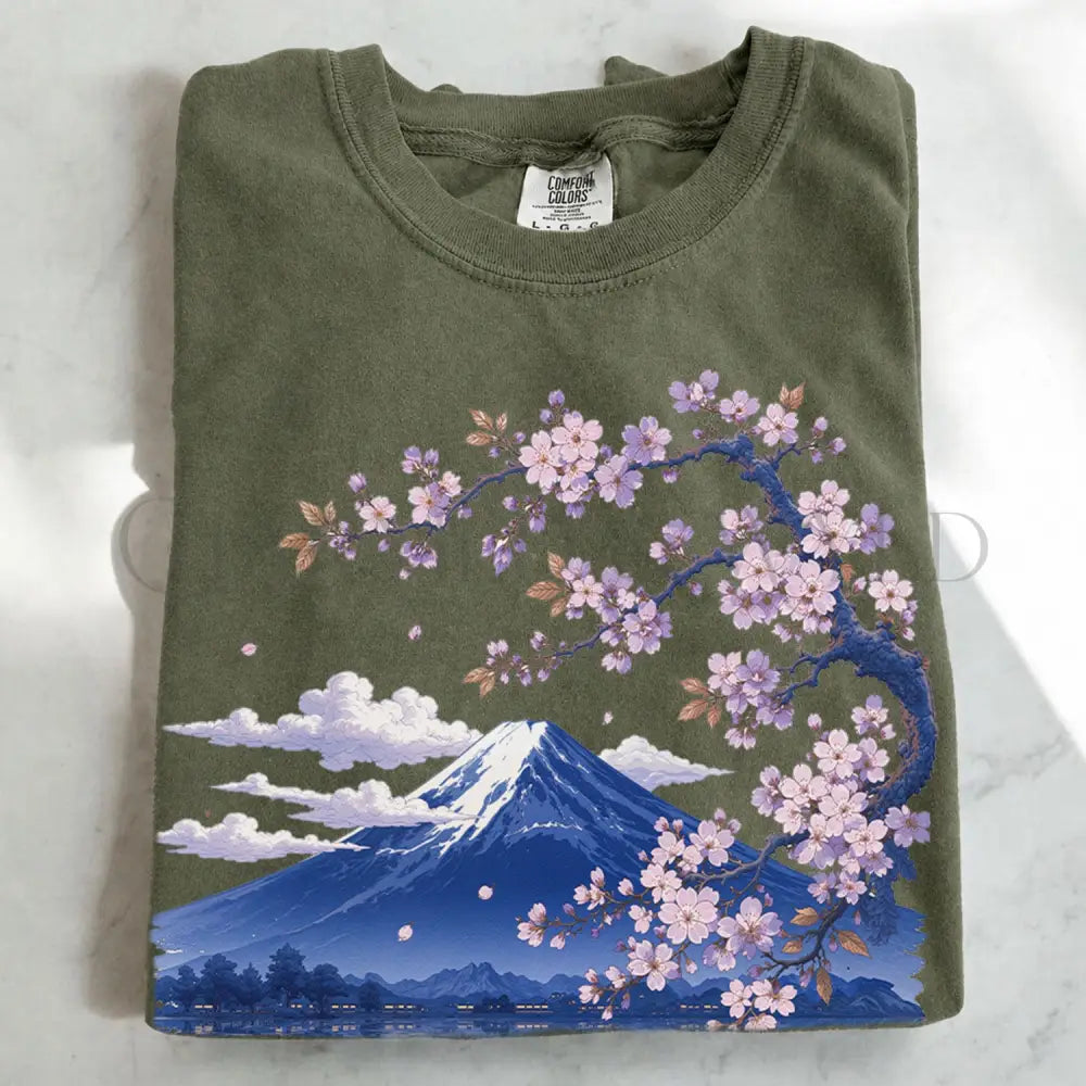 Blossoms of Fuji T-Shirt - Moss / S - T-Shirt
