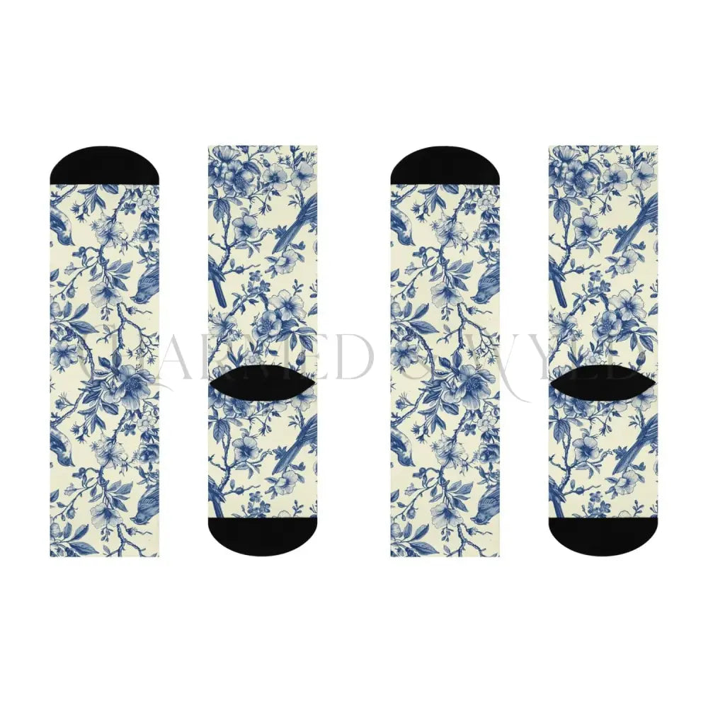 Blue Bird Floral Adults Unisex Socks