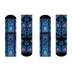 Blue Mosaic Stained Glass Raven Adults Unisex Socks