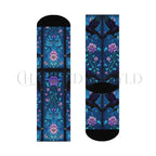 Blue Mosaic Stained Glass Raven Adults Unisex Socks