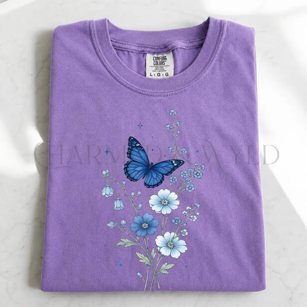 Bluebell Butterfly T-Shirt - Violet / S - T-Shirt