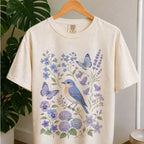 Bluebirds Floral Garden T-Shirt